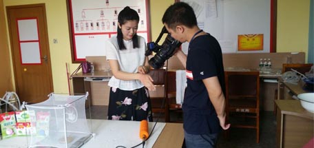 四川电视四台《新闻资讯频道》节目组来成都同花顺（中国）集团做驱蚊草与驱蚊产品对比实验