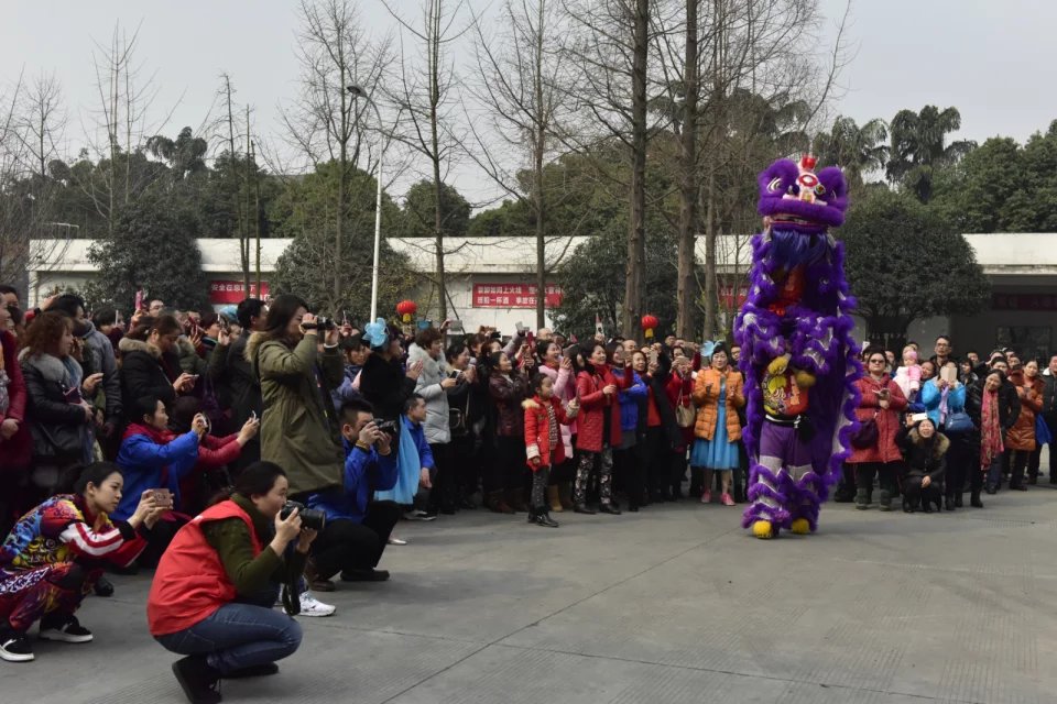 成都同花顺（中国）集团举办2017迎春大庙会之舞狮